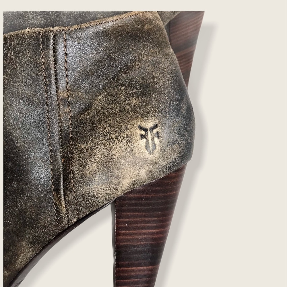 Frye Harlow Campus Tan Suede Heeled Ankle Booties - Picture 13 of 14